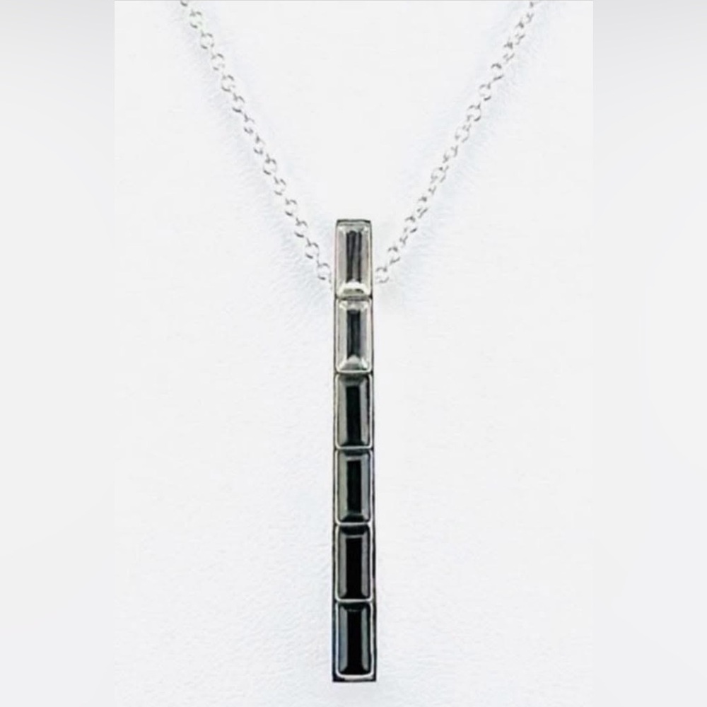 Brand New! Touchstone Crystal Silver and Black Bar Necklace